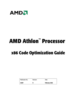 AMD Athlon Processor X86 Code Optimization Guide