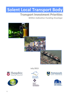 Solent Local Transport Body Transport Investment Priorities Within Indicative Funding Envelope