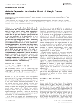 Galanin Expression in a Murine Model of Allergic Contact Dermatitis