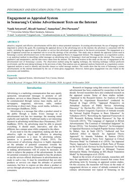 Engagement As Appraisal System in Semarang’S Cuisine Advertisement Texts on the Internet