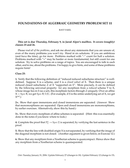 Foundations of Algebraic Geometry Problem Set 11