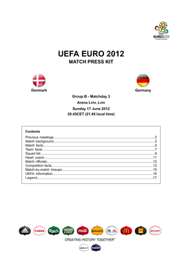 Uefa Euro 2012 Match Press Kit