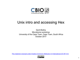 Unix Intro and Accessing Hex