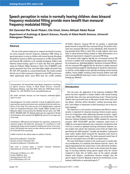 Speech Perception in Noise in Normally Hearing Children: Does