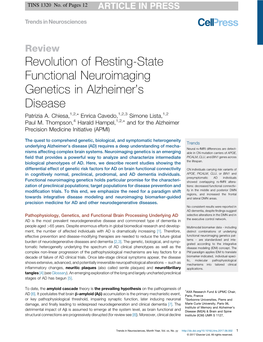 Revolution of Resting-State Functional Neuroimaging Genetics in Alzheimer's Disease