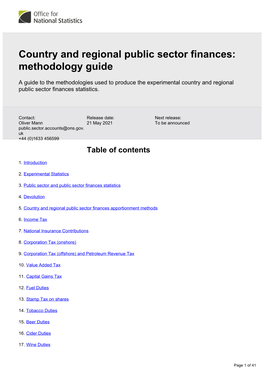 Country and Regional Public Sector Finances: Methodology Guide