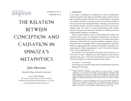 The Relation Between Conception and Causation in Spinoza's