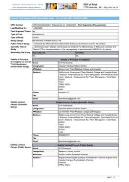 CTRI Trial Data