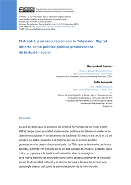 El Arsat-1 Y Su Vinculación Con La Televisión Digital Abierta Como