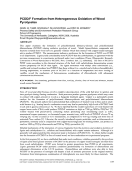 PCDD/F Formation from Heterogeneous Oxidation of Wood Pyrolysates