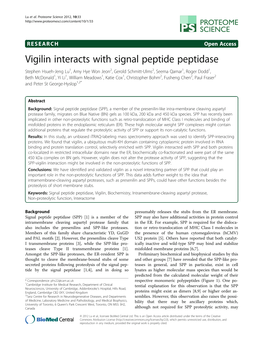 Vigilin Interacts with Signal Peptide Peptidase