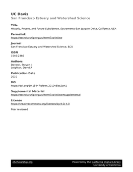 Historic, Recent, and Future Subsidence, Sacramento-San Joaquin Delta, California, USA