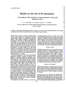 Studies on the Site of Fat Absorption