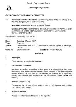 (Public Pack)Agenda Document for Environment Scrutiny Committee