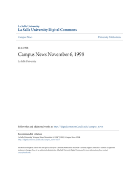 Campus News November 6, 1998 La Salle University