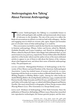 'Anthropologists Are Talking' About Feminist Anthropology