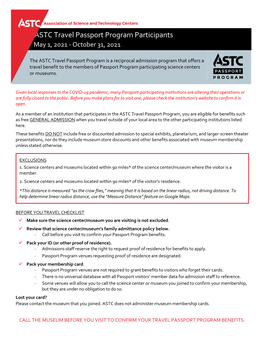 ASTC Passport Program Members