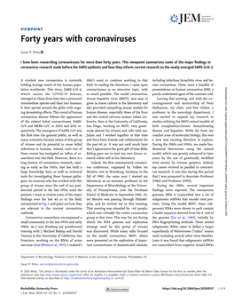 Forty Years with Coronaviruses
