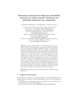 Reasoning Strategies for Diagnostic Probability Estimates in Causal Contexts: Preference for Defeasible Deduction Over Abduction?