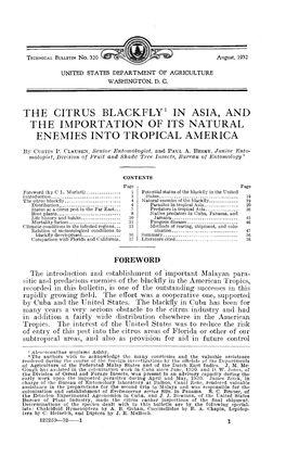 The Citrus Blackfly' in Asia, and the Importation of Its Natural Enemies Into Tropical America