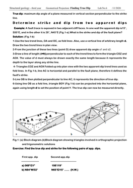 Determine Strike and Dip from Two Apparent Dips