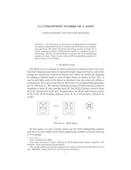 UNKNOTTING NUMBER of a KNOT 1. Introduction an H(2)