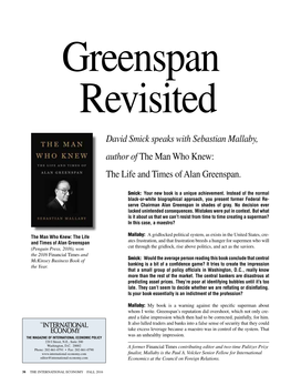 David Smick Speaks with Sebastian Mallaby, Author of the Man Who Knew: the Life and Times of Alan Greenspan