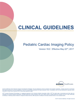 Evicore Ped Cardiac Imaging Guidelines V19.0