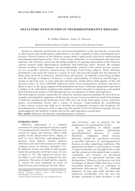 Olfactory Dysfunction in Neurodegenerative Diseases