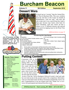 Burcham Beacon Volume 11 9Th Edition September 2018 Dessert Wars