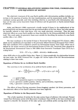 11. General Relativistic Models for Time, Coordinates And