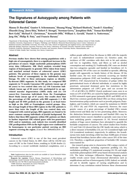 The Signatures of Autozygosity Among Patients with Colorectal Cancer