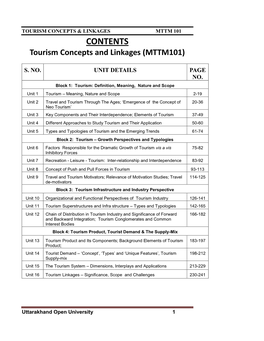 CONTENTS Tourism Concepts and Linkages (MTTM101)