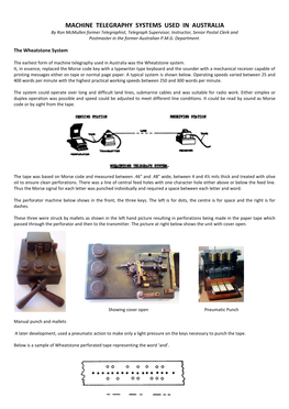 Machine Telegraph Systems Used in Australia