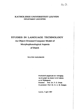 STUDIES in LANGUAGE TECHNOLOGY an Object-Oriented Computer Model of Morphophonological Aspects of Dutch