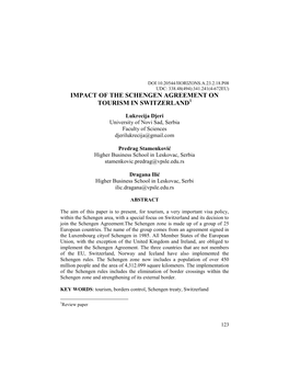 Impact of the Schengen Agreement on Tourism in Switzerland1