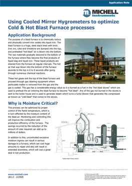 Using Cooled Mirror Hygrometers to Optimize Cold & Hot Blast Furnace