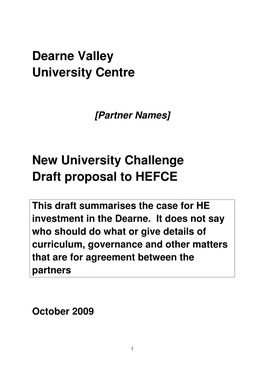 Dearne Valley University Centre New University Challenge Draft Proposal