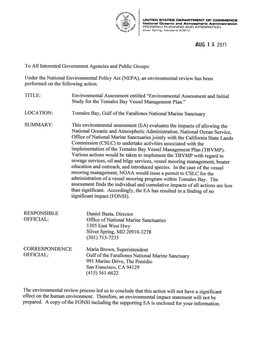 Tomales Bay Vessel Management Plan