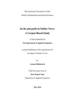 Ba'da and Qabla in Online News: a Corpus-Based Study