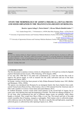 Study the Morphology of Asimina Triloba (L.) Dunal Fruits and Seeds Obtained in the Transylvania Region of Romania
