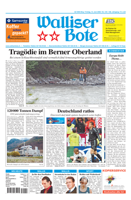 Tragödie Im Berner Oberland Europa Bleibt Bei Einem Schlauchbootunfall Sind Vermutlich Fünf Armeeangehörige Getötet Worden Thema