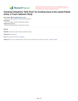 Calcaneal Osteotomy “Safe Zone” for Avoiding Injury to the Lateral Plantar Artery: a Fresh Cadaveric Study