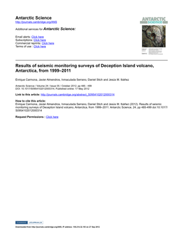 Results of Seismic Monitoring Surveys of Deception Island Volcano, Antarctica, from 1999–2011