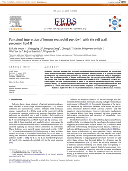 Functional Interaction of Human Neutrophil Peptide-1 with the Cell Wall Precursor Lipid II