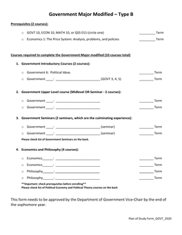 Government Major Modified – Type B