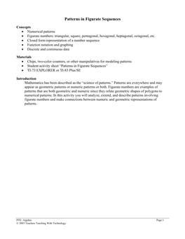 Patterns in Figurate Sequences