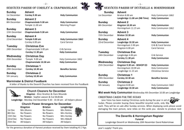 Services Parish of Corsley & Chapmanslade Services Parish of Deverills & Horningsham