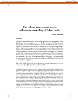 The Risks of an Economic Agent: a Rousseauian Reading of Adam Smith