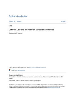 Contract Law and the Austrian School of Economics